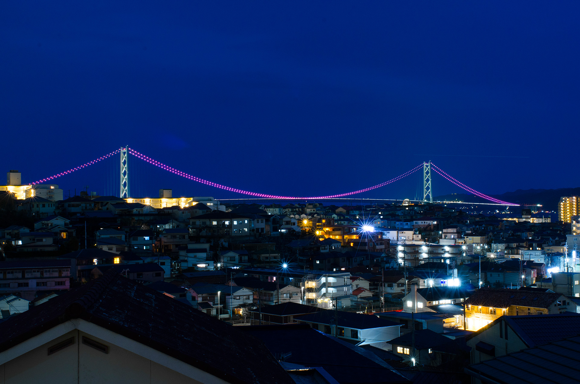 兵庫県明石市で計画中の注文住宅,眺望を活かした住まい,2階テラスからの夕景
