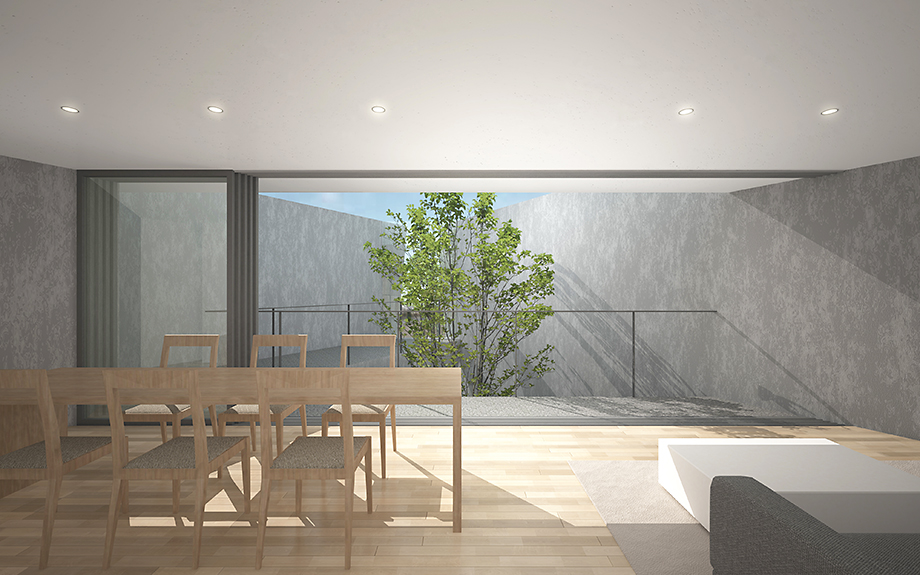 広島県広島市　中庭住宅　内観イメージ