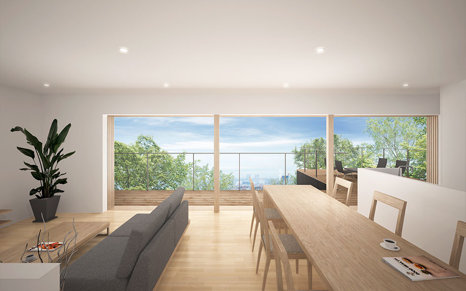 兵庫県神戸市東灘区　御影のビューテラスハウス　内観CG