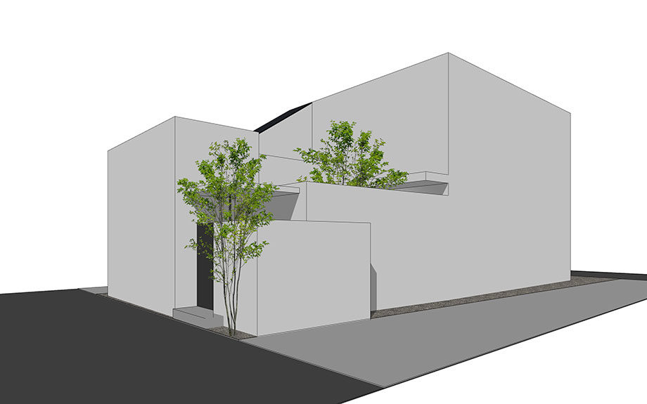 神戸市で計画中のコートハウス,中庭のある注文住宅,白い外壁の家