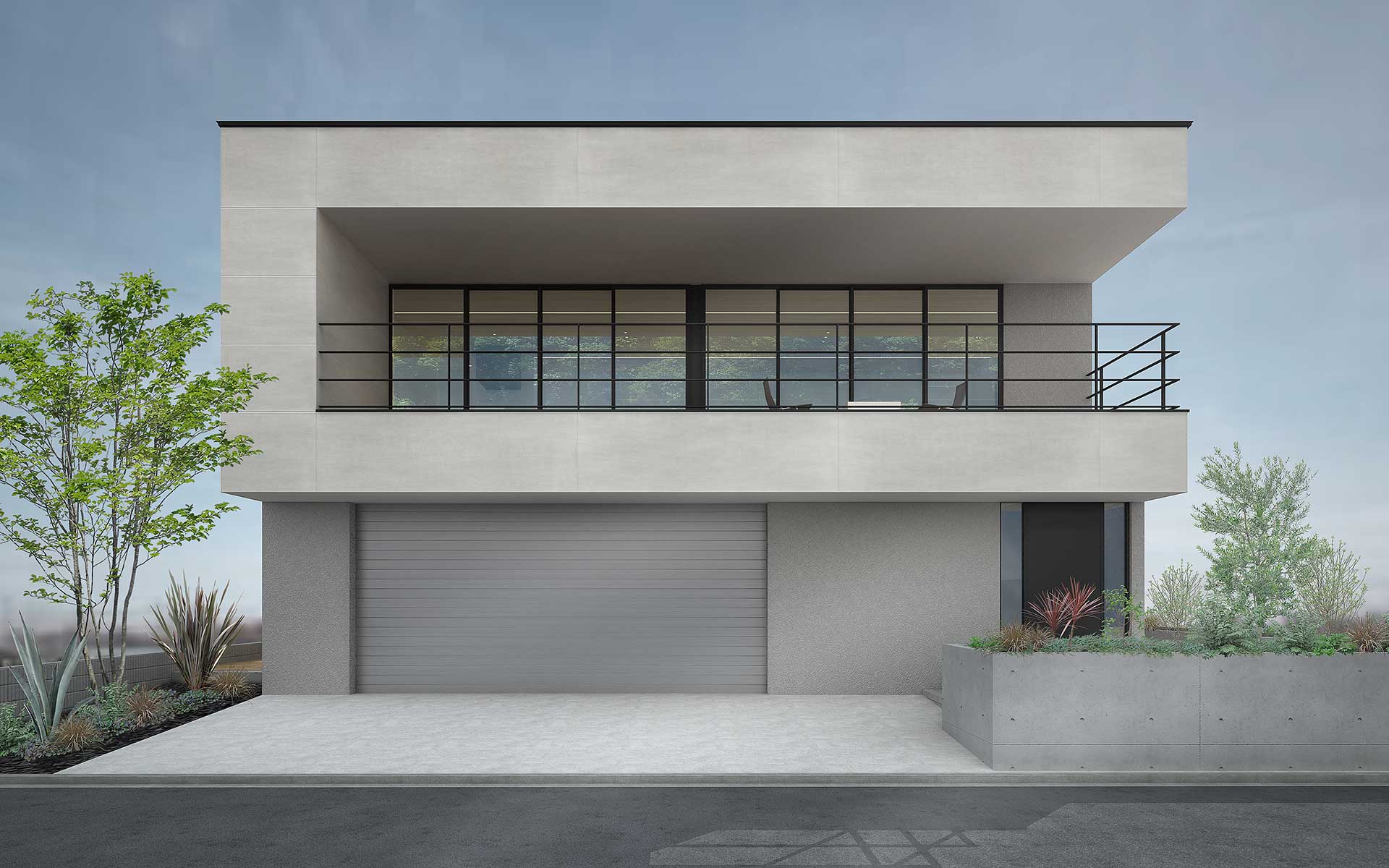 大阪府吹田市に建つ中庭のある家　外観イメージ